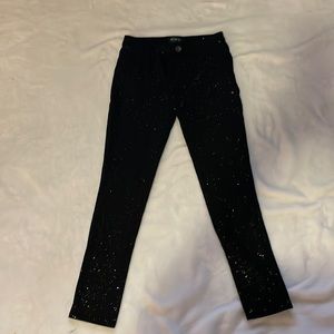 Children’s Place Girls Glitter Black Jeggings Size 10